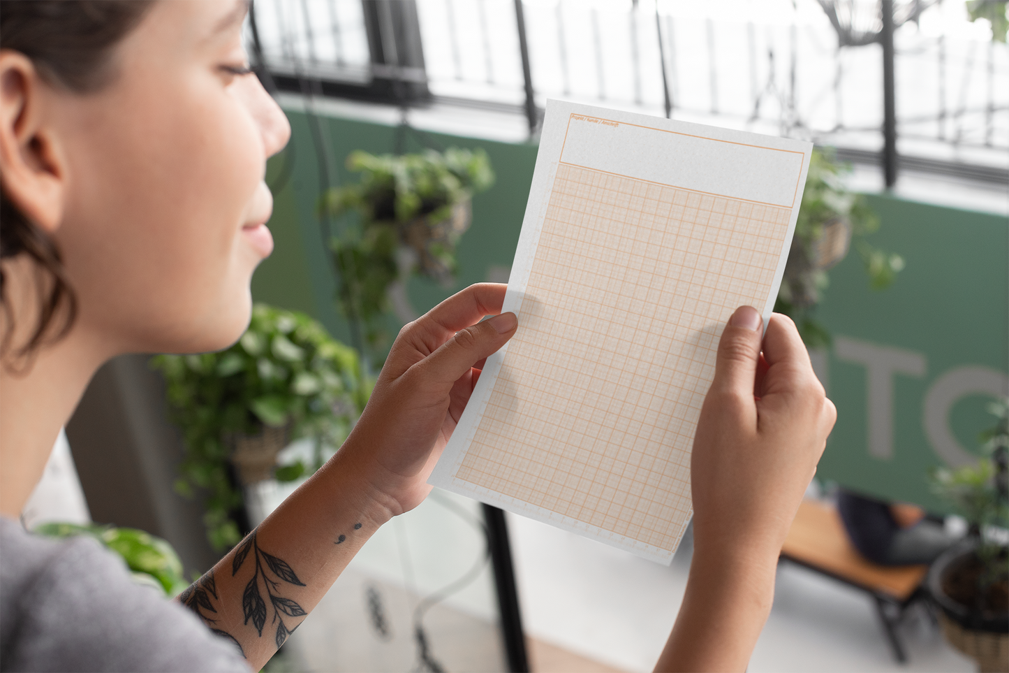 Millimeterpapier, Aufmassblock, DIN A4, 80 g/m2, 50 Blatt, 1 mm Raster, orange mit Lineal(23750)