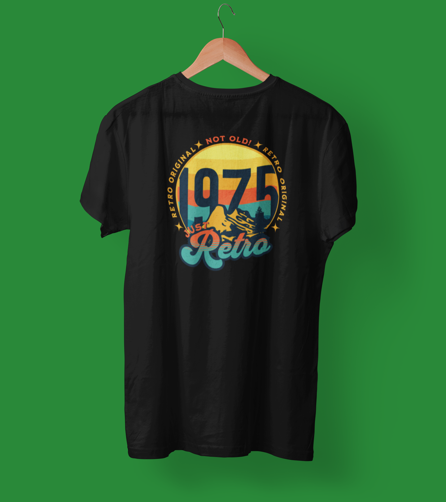 Geschenk zum 50. Geburtstag, Trend Shirt "Not old! Just Retro" 1975, Geburtstagsgeschenk für Jahrgang 1975 im retro style