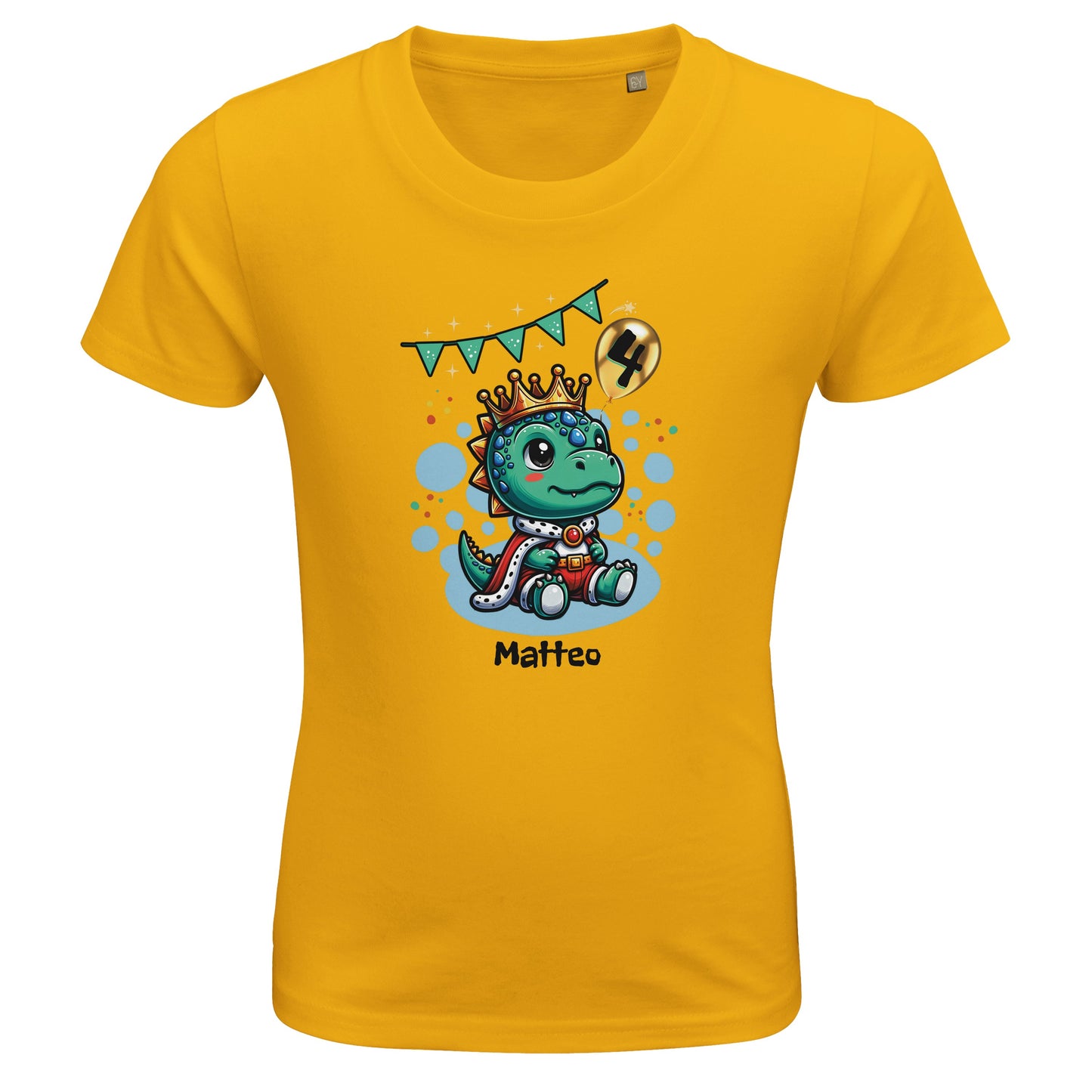 Personalisierbares Dino Geburtstag T-Shirt mit Alter und Namen des Kindes | Kindershirt für 1-6 Jahre | Trendige Farbauswahl