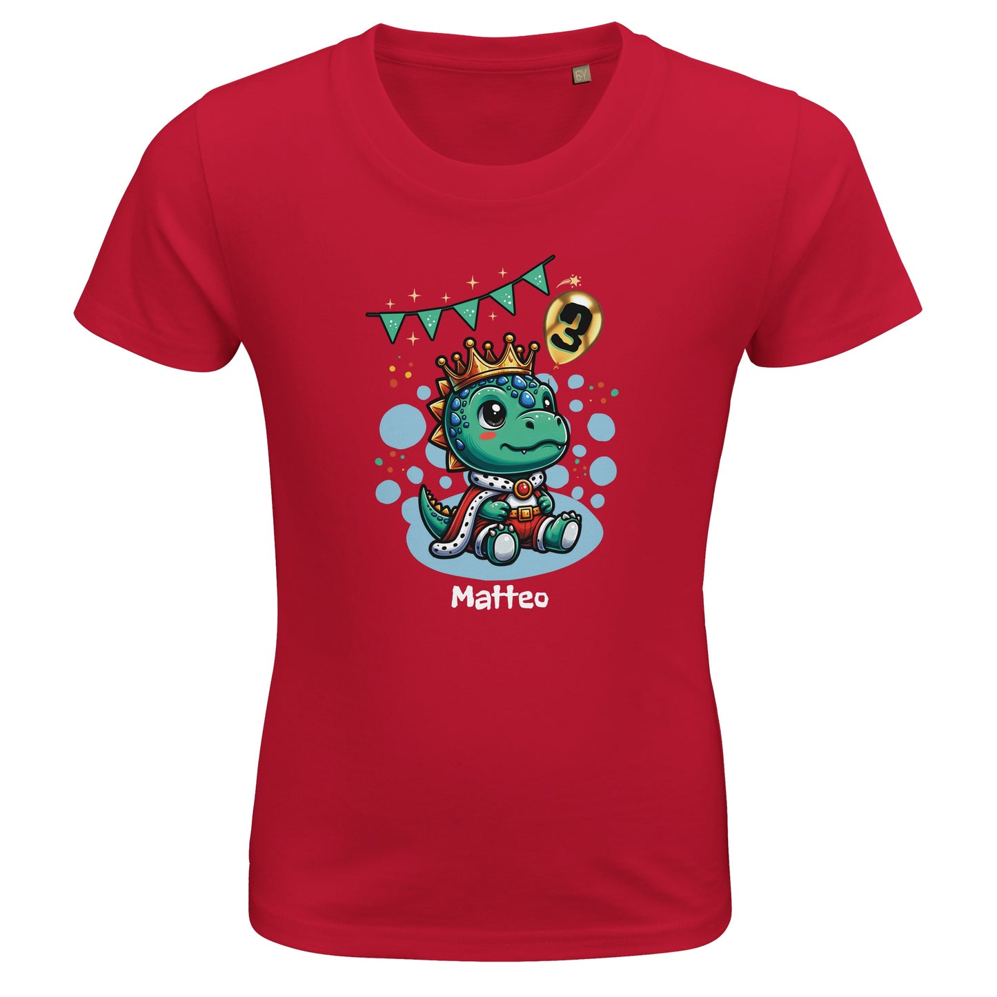 Personalisierbares Dino Geburtstag T-Shirt mit Alter und Namen des Kindes | Kindershirt für 1-6 Jahre | Trendige Farbauswahl