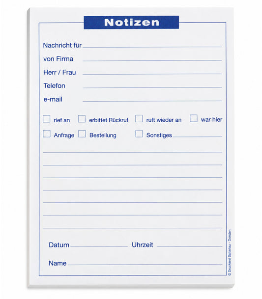 Notizblocks Telefonnotiz in Blau - Notizen - 50 Blatt, DIN A5, Qualitäts-Offset-Papier 80g/m² (22201)