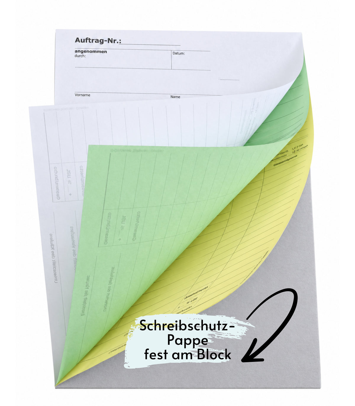 Auftragsblock Block Auftrag DIN A4, 3-fach selbstdurchschreibend, 3x30 Blatt weiß/grün/gelb - gelocht (22203)