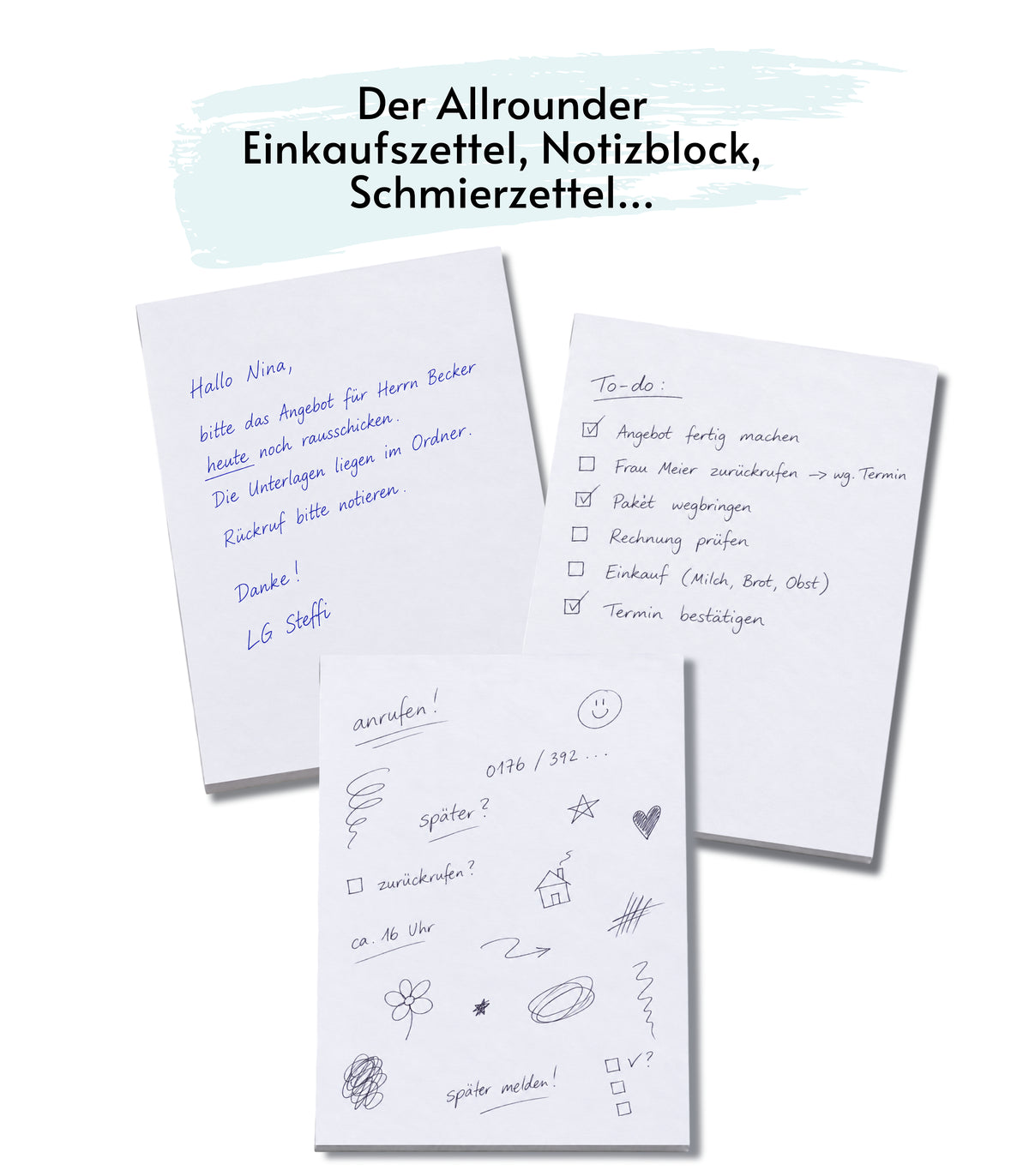 Notizblock blanko 100 Blatt, DIN A5, Qualitäts-Offset-Papier 80g/m² (22208)
