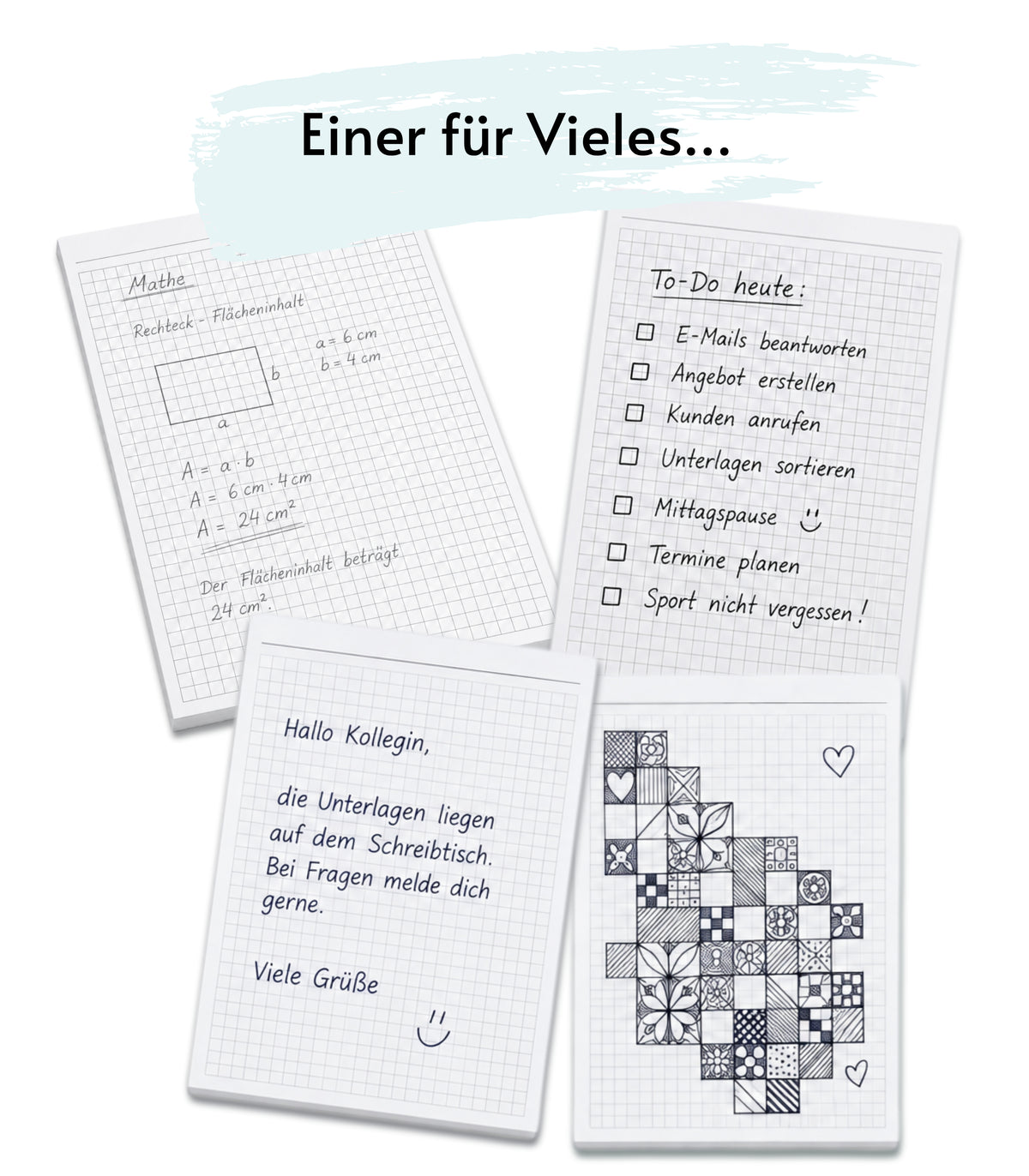 Notizblocks kariert in Grau - Notizen - 50 Blatt, DIN A5, Qualitäts-Offset-Papier 80g/m² (22209)