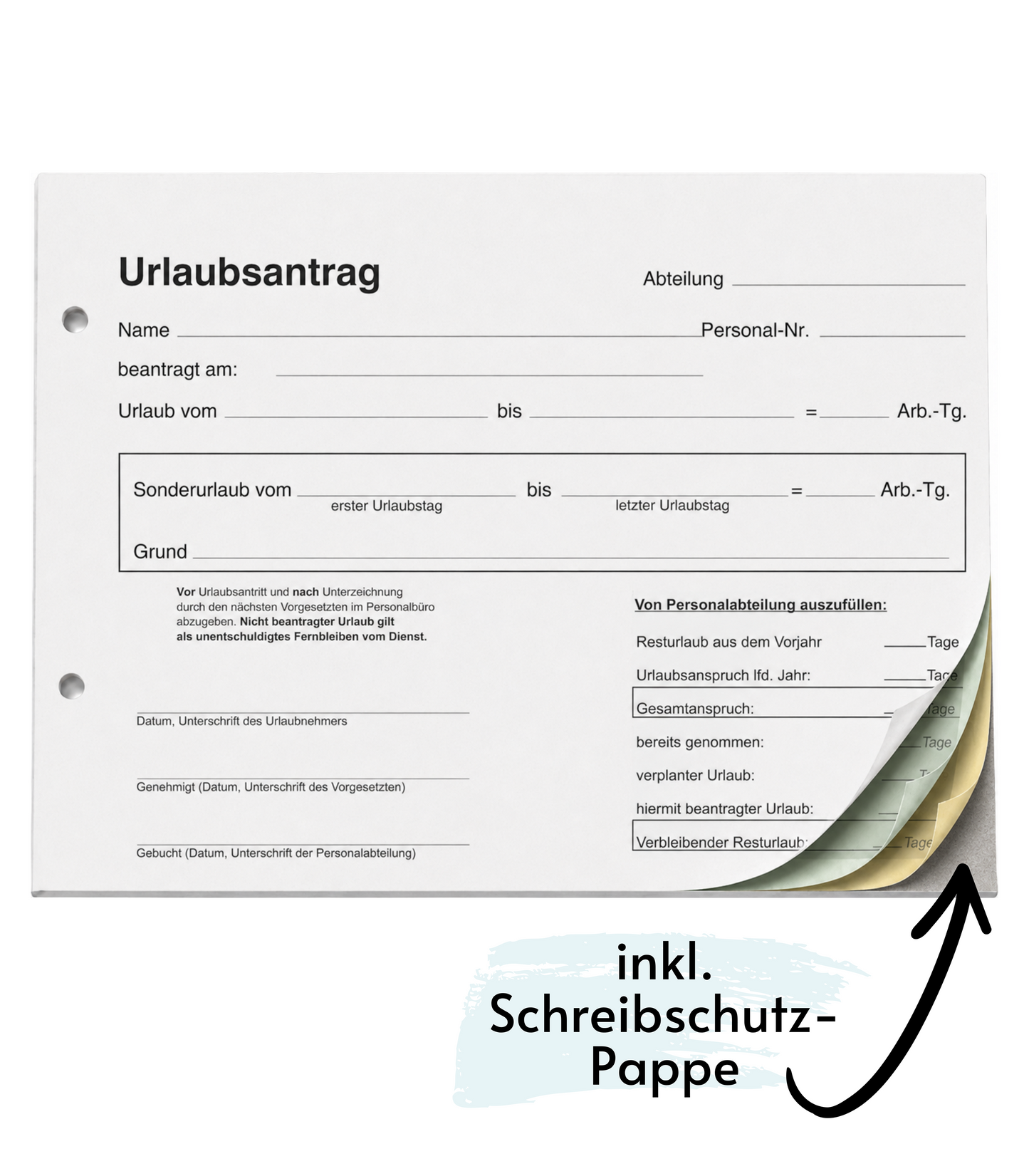 Urlaubsantrag - Blocks Urlaubsantrag - Urlaub - DIN A5 quer - 3-fach - durschschreibend 3 x 30 Blatt - SD (22239)