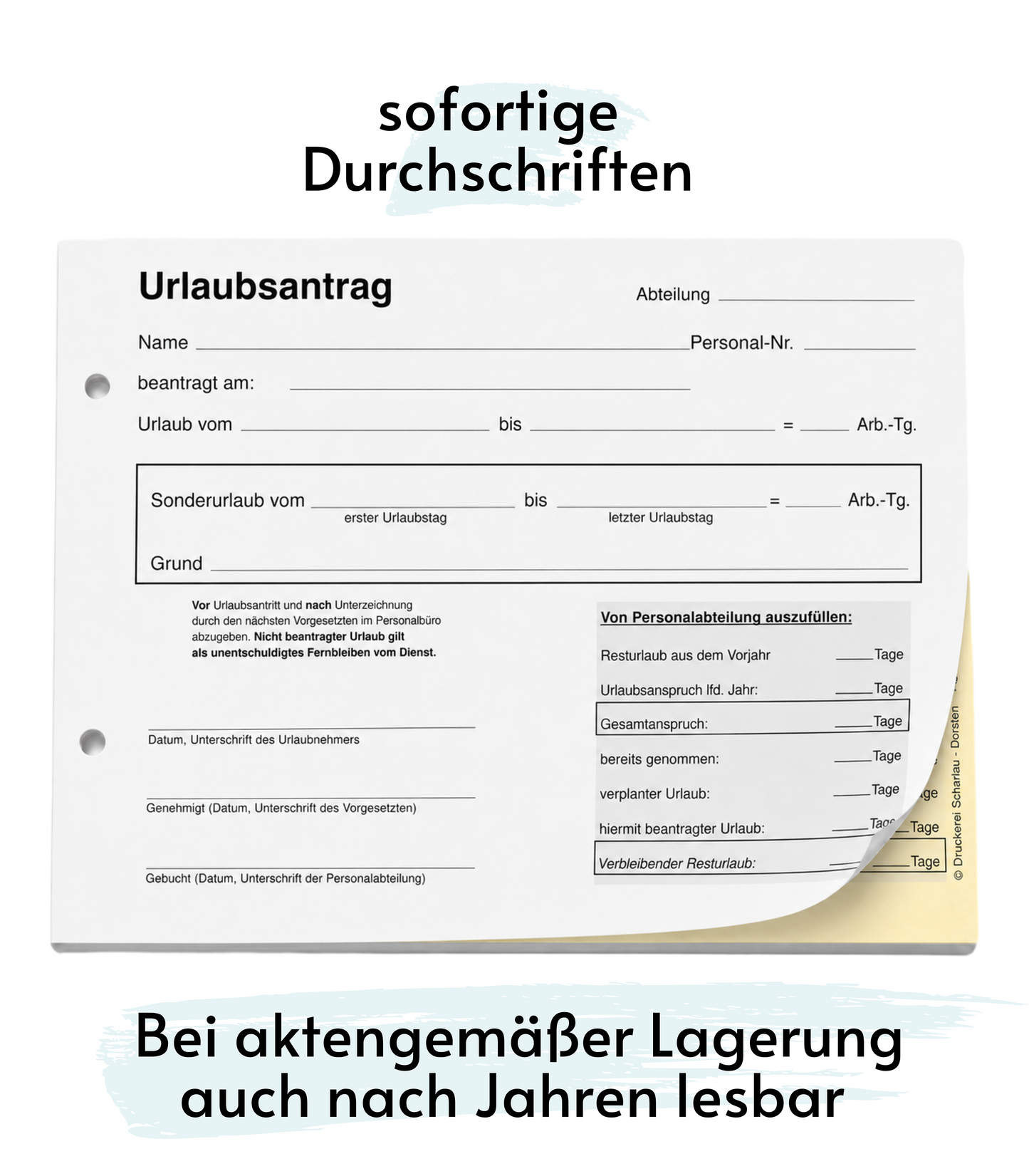 Urlaubsantrag - Blocks Urlaubsantrag - Urlaub - DIN A5 quer - 2-fach - durschschreibend 2x50 Blatt - SD (22267)