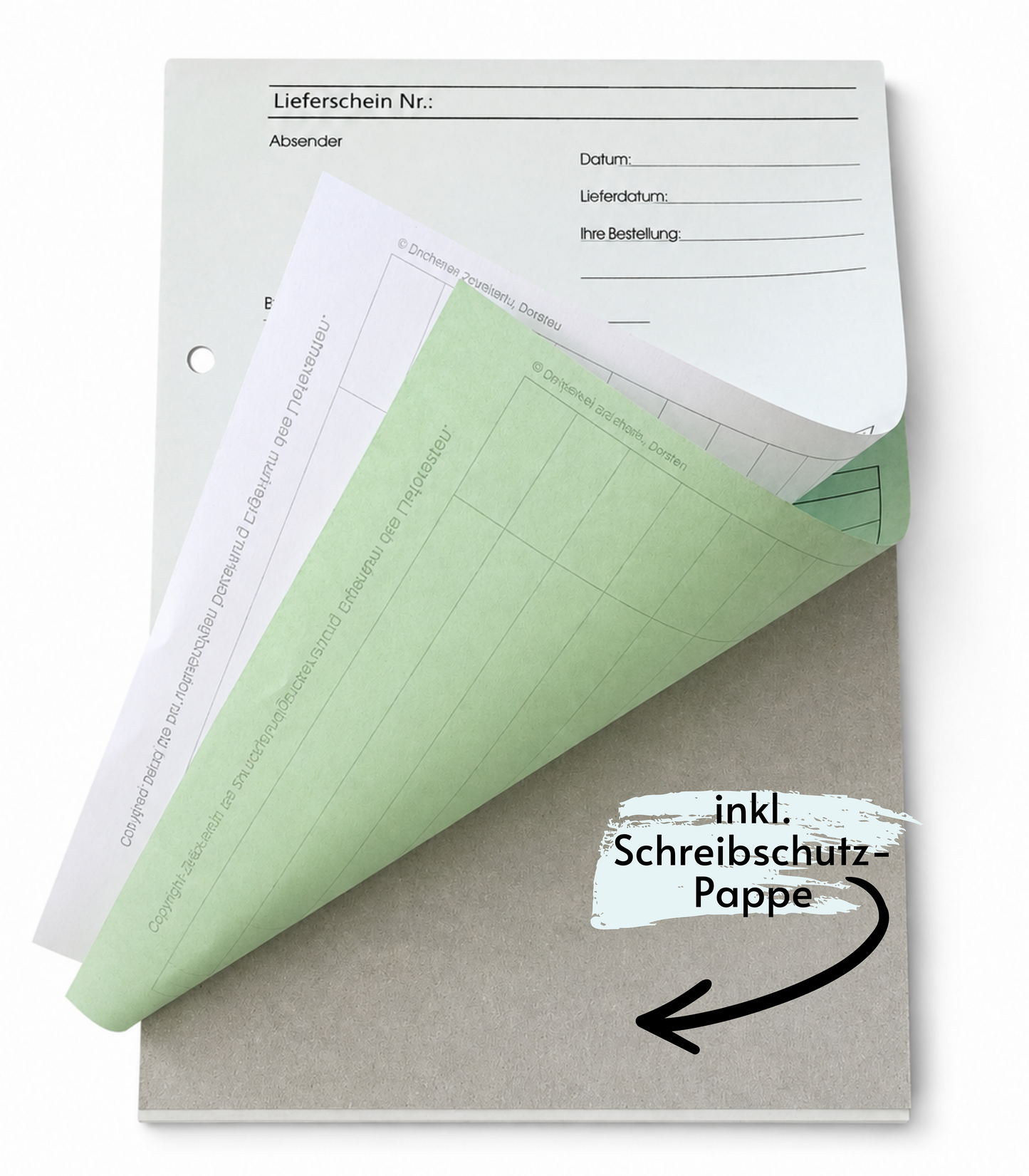 Lieferscheinblock Block Lieferschein DIN A6, 2-fach selbstdurchschreibend,2x50 Blatt weiß/grün - gelocht (22420)