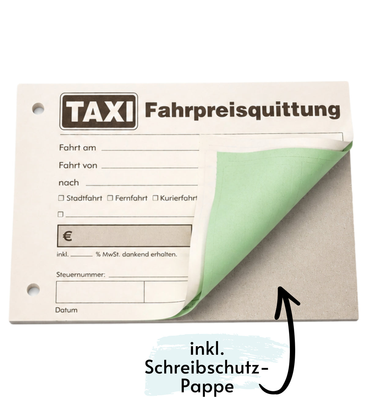 Taxiquittung - Taxi-Fahrpreisquittung als Block - 2 x 50 Blatt DIN A6 - gelocht - SD -durchschreibend (22428)
