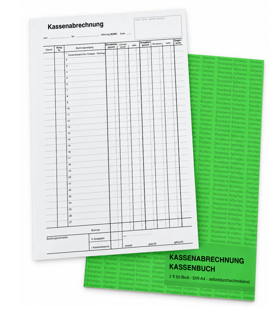 Kassenbuch A4 2x50 Blatt selbstdurchschreibend Kassenabrechnung