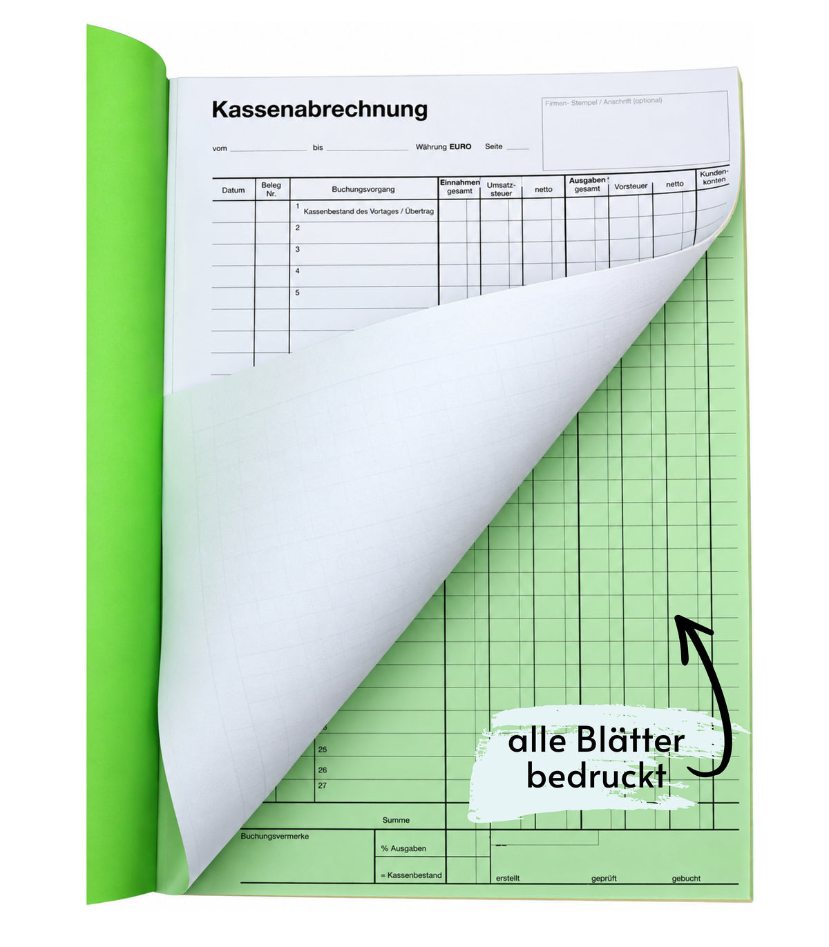 Kassenbuch A4 2x50 Blatt selbstdurchschreibend Kassenabrechnung