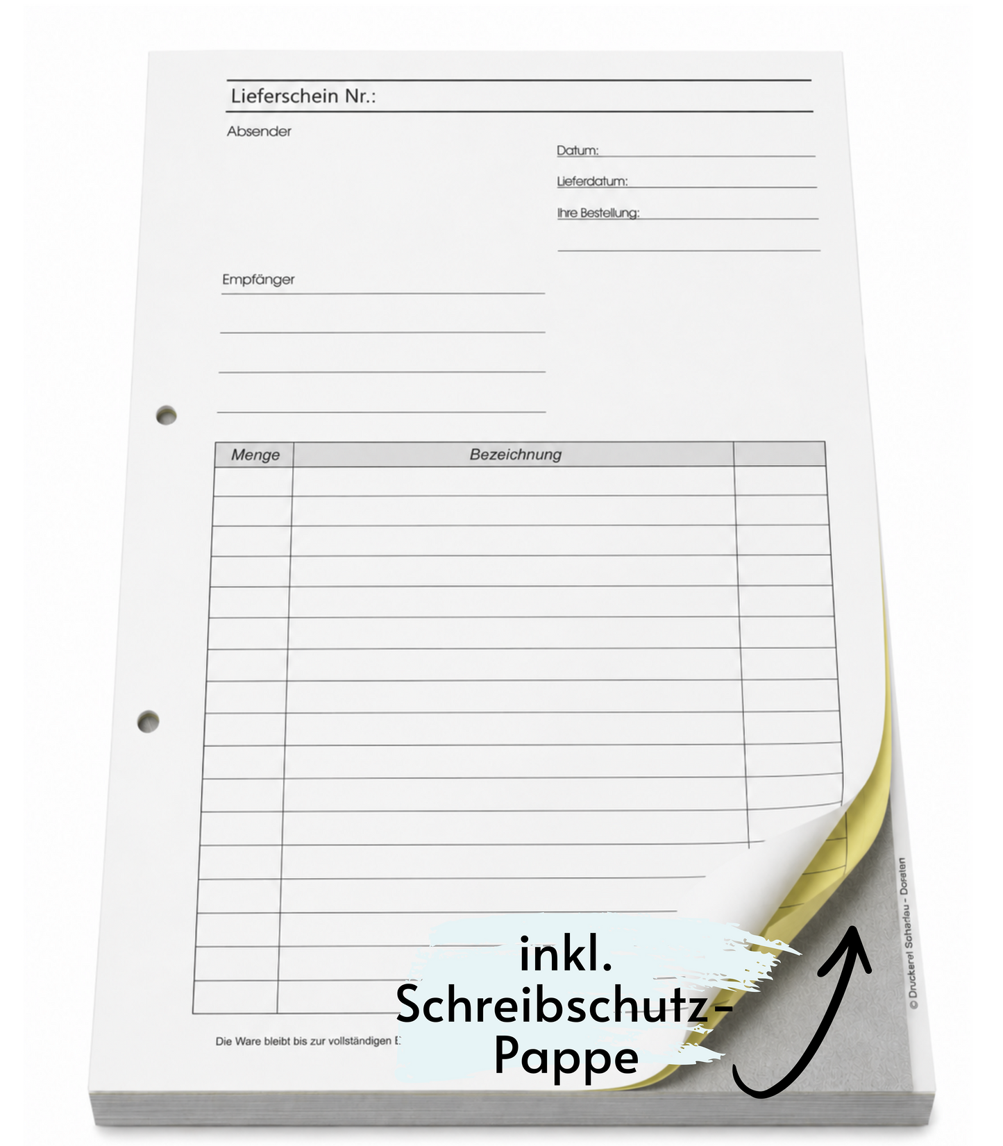 Lieferscheinblock Block Lieferschein DIN A4, 2-fach selbstdurchschreibend,2x50 Blatt weiß/gelb - gelocht (22652)