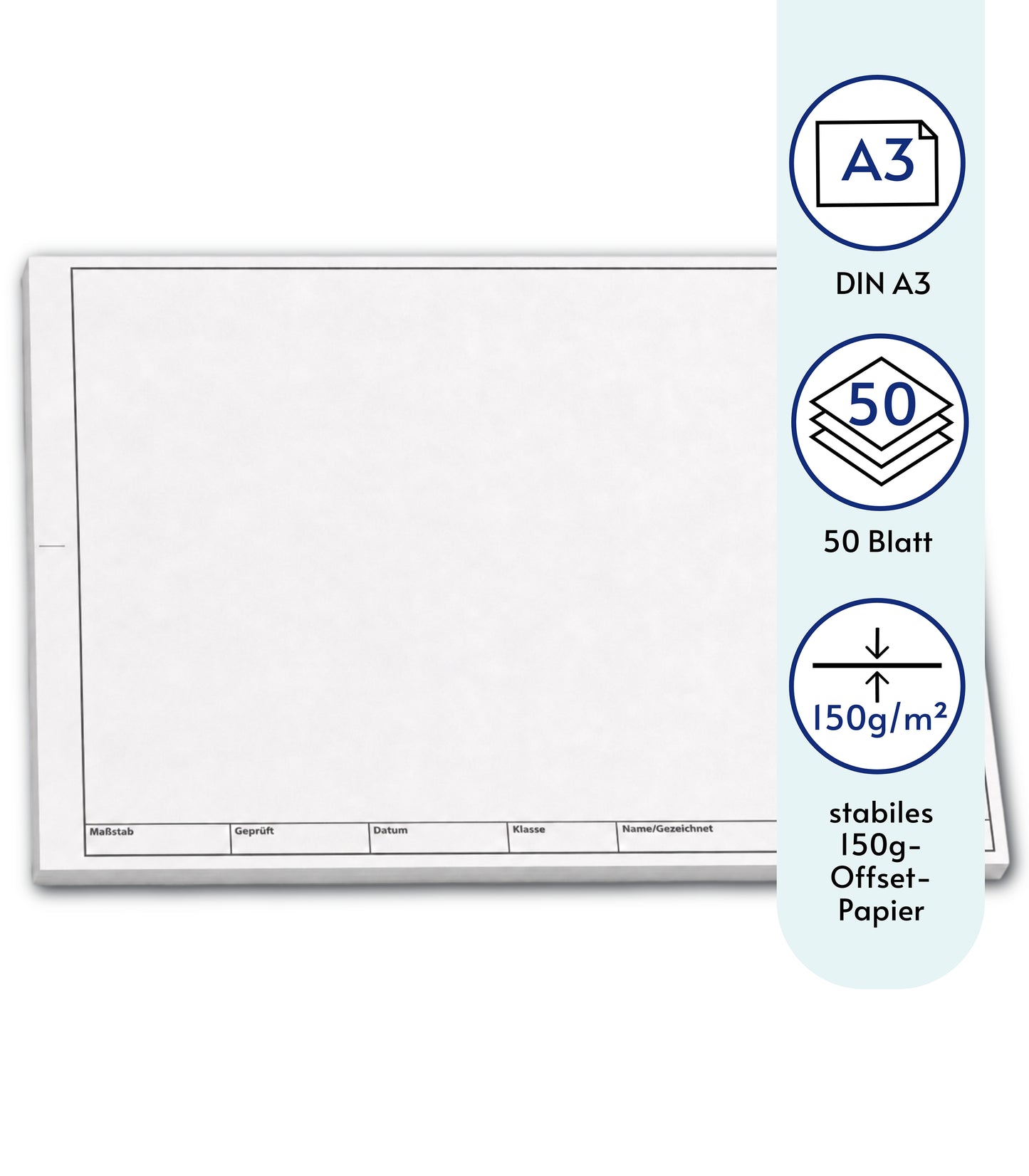 TZ-Arbeitsblätter technisches Zeichenpapier - je Block 50 Blatt, DIN A3, Qualitäts-Offset-Papier 150g/m² (22673)