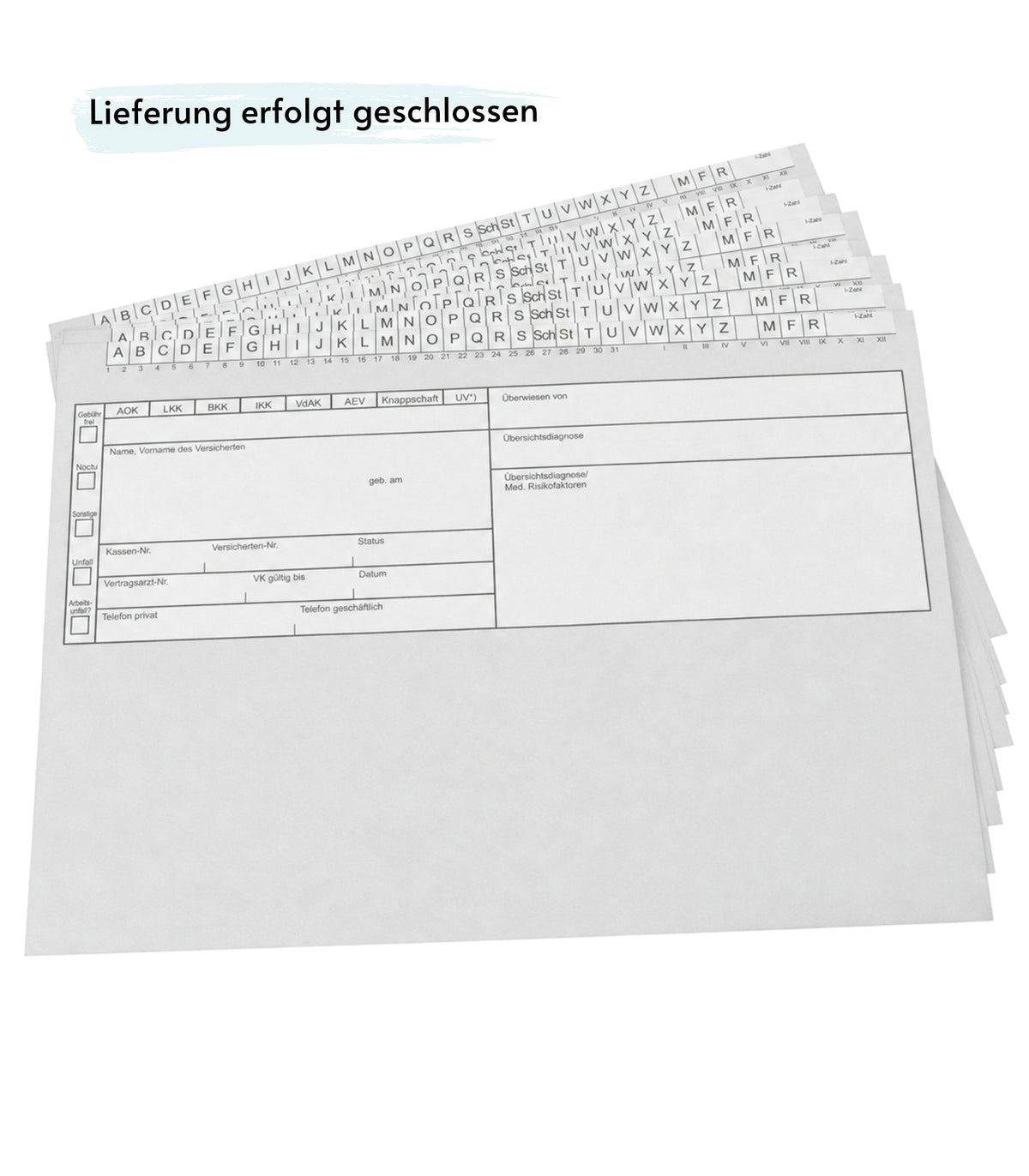 Stück Patientenkarteikarten in dezentem Grau - geschlossen DIN A5 für Krankengymnastik/Physiotherapie/Ärzte (22699)