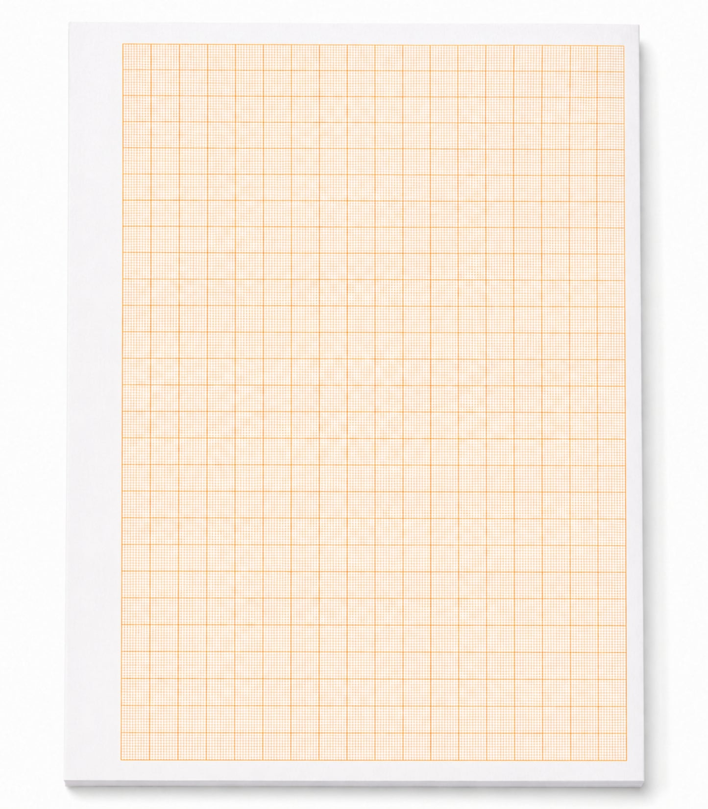 Millimeterpapier, Millimeterpapierblock, Aufmassblock, DIN A4, 80 g/m2, 50 Blatt, 1 mm Raster, orange, mit Anschriftenfeld