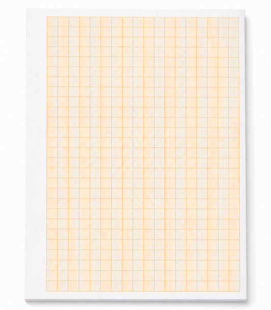 Millimeterpapier, Millimeterpapierblock, Aufmassblock, DIN A4, 80 g/m2, 50 Blatt, 1 mm Raster, orange, mit Anschriftenfeld