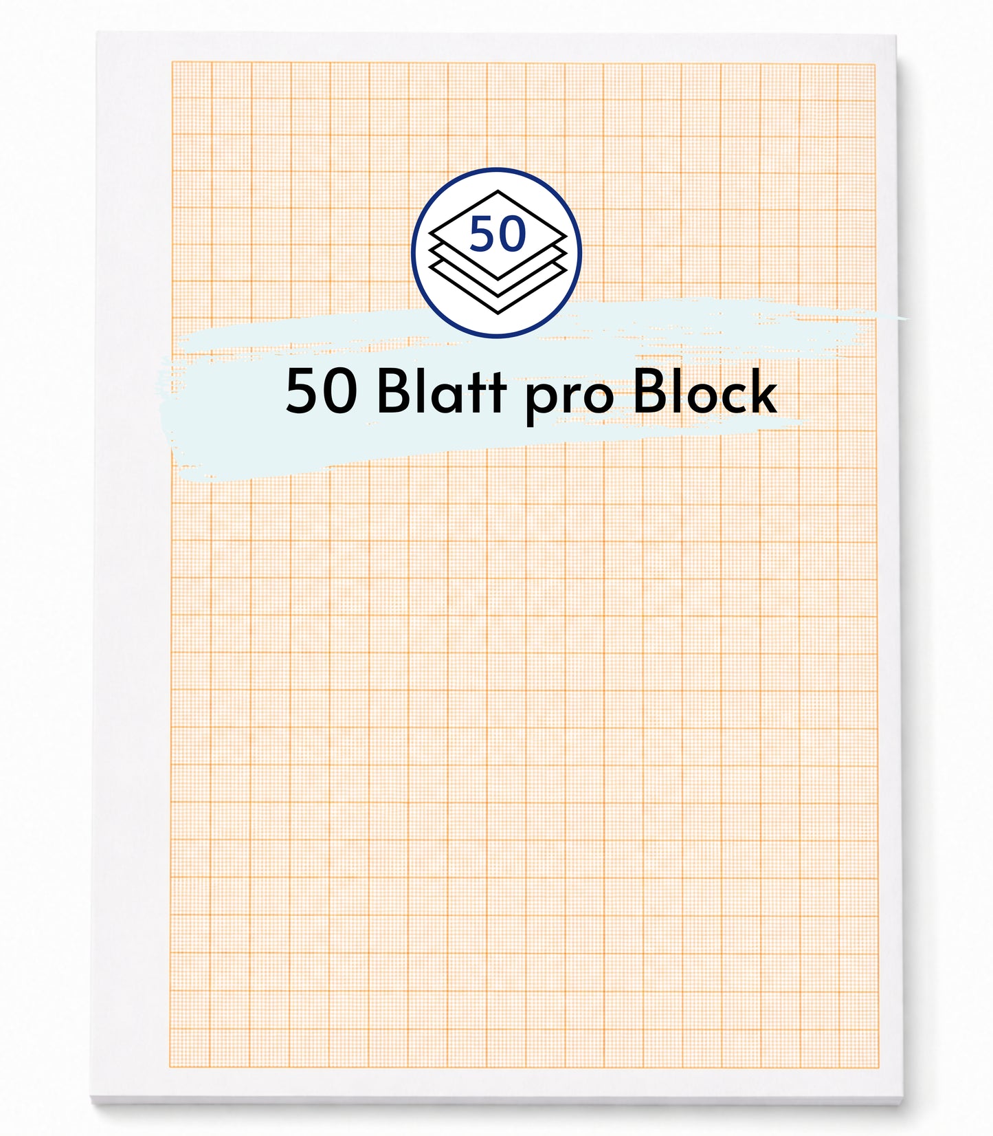 Millimeterpapier, Millimeterpapierblock, Aufmassblock, DIN A4, 80 g/m2, 50 Blatt, 1 mm Raster, orange, mit Anschriftenfeld