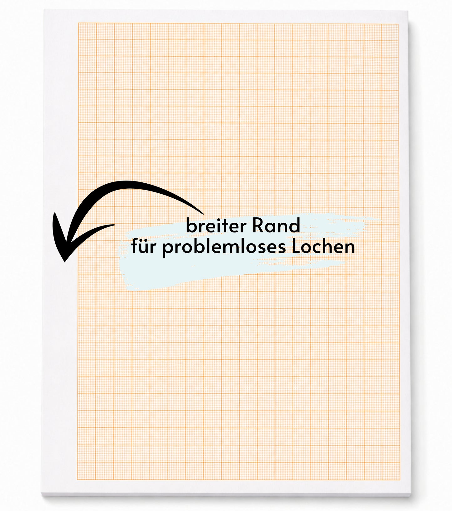 Millimeterpapier, Millimeterpapierblock, Aufmassblock, DIN A4, 80 g/m2, 50 Blatt, 1 mm Raster, orange, mit Anschriftenfeld