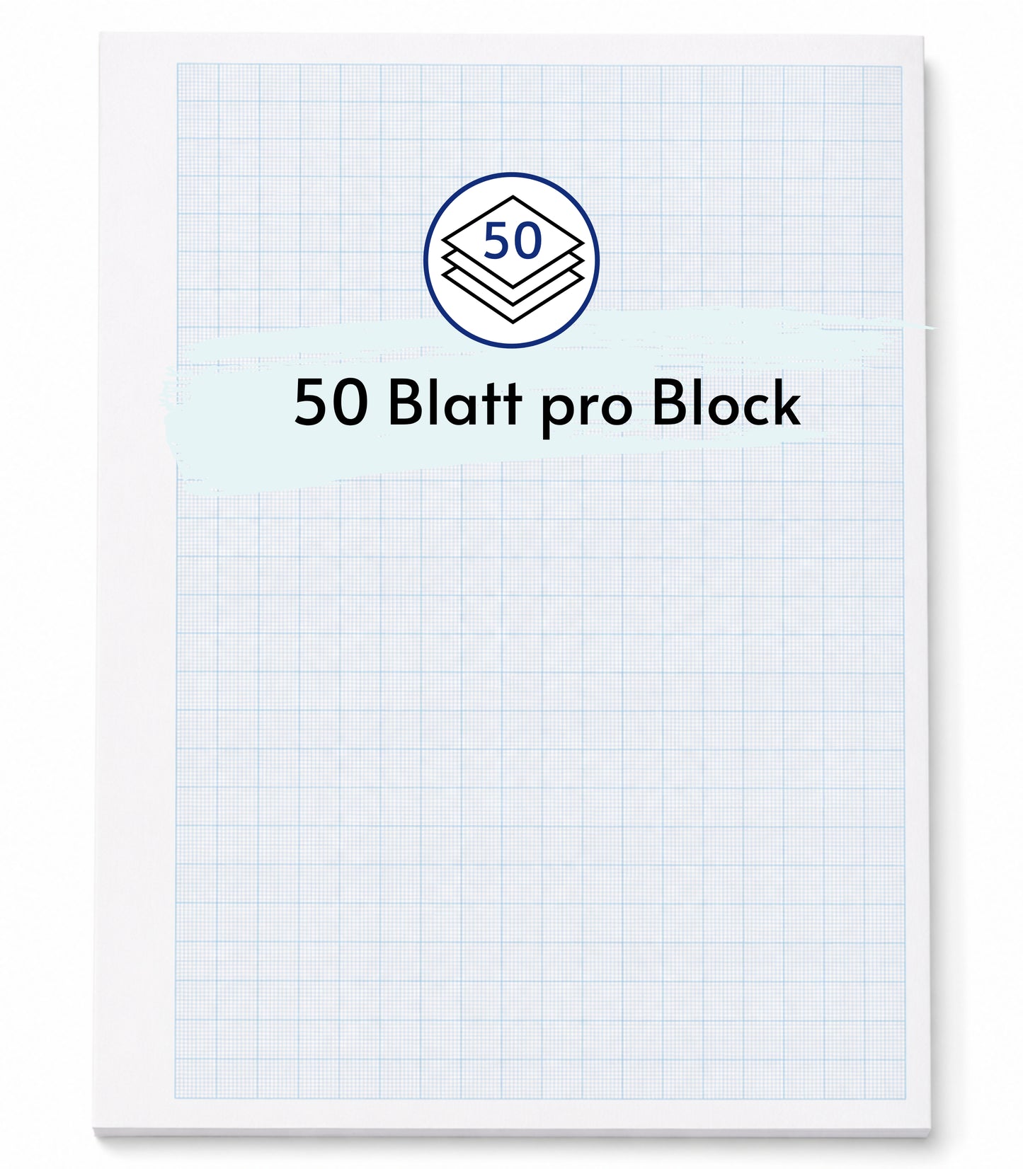 Block Millimeterpapier, Block mit Raster, Aufmassblock, DIN A4, 80 g/m2, 50 Blatt, 1 mm Raster, blau, mit Anschriftenfeld