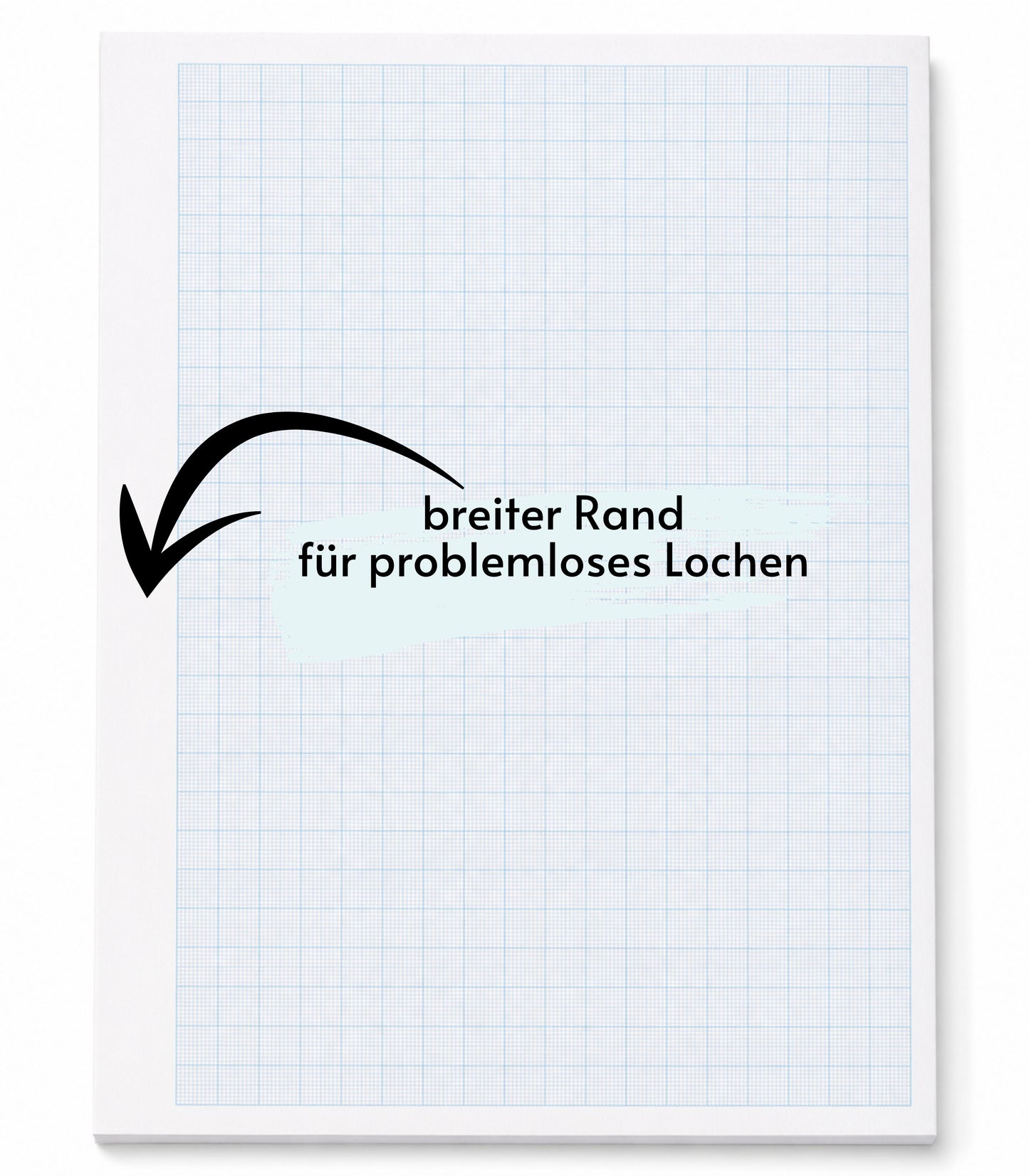 Block Millimeterpapier, Block mit Raster, Aufmassblock, DIN A4, 80 g/m2, 50 Blatt, 1 mm Raster, blau, mit Anschriftenfeld