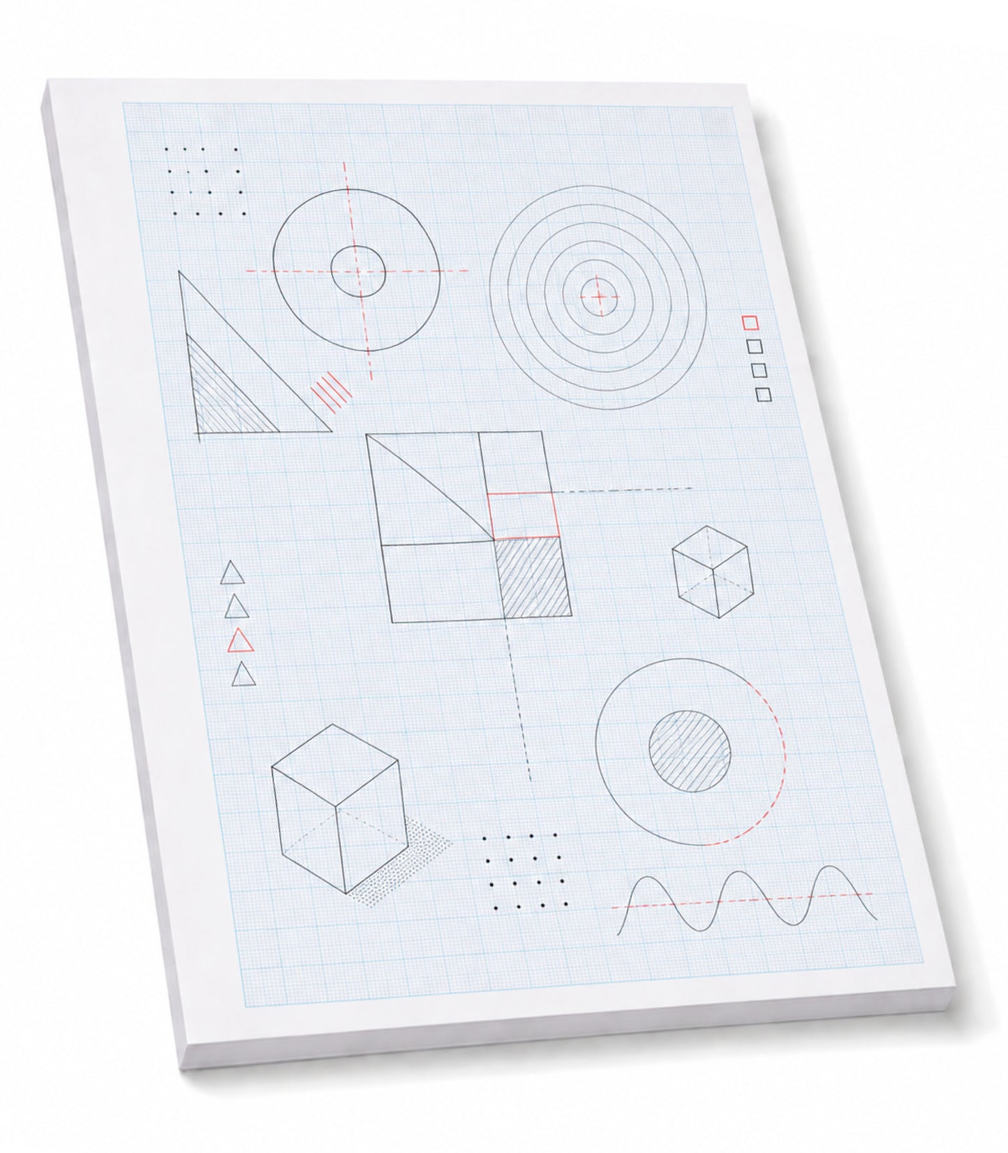 Block Millimeterpapier, Block mit Raster, Aufmassblock, DIN A4, 80 g/m2, 50 Blatt, 1 mm Raster, blau, mit Anschriftenfeld