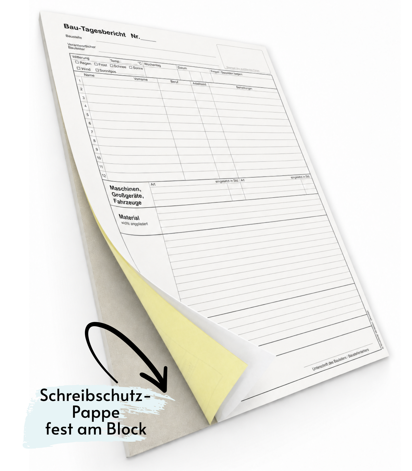 Block Bautagesbericht Baubericht 2 - fach selbstdurchschreibend A4 (22235)