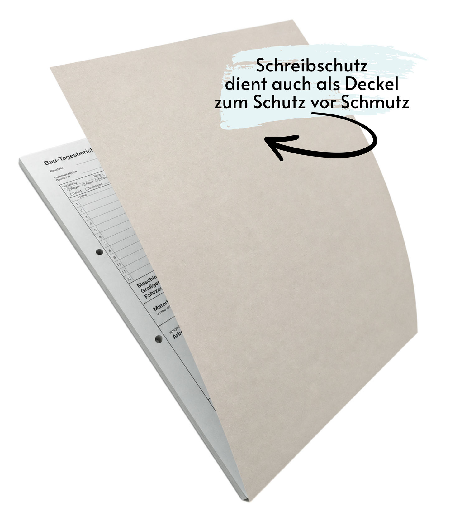 Bau-Tagesbericht, Baubericht DIN A4, 3-fach selbstdurchschreibend, 3x30 Blatt weiß/grün/gelb - gelocht (22205)