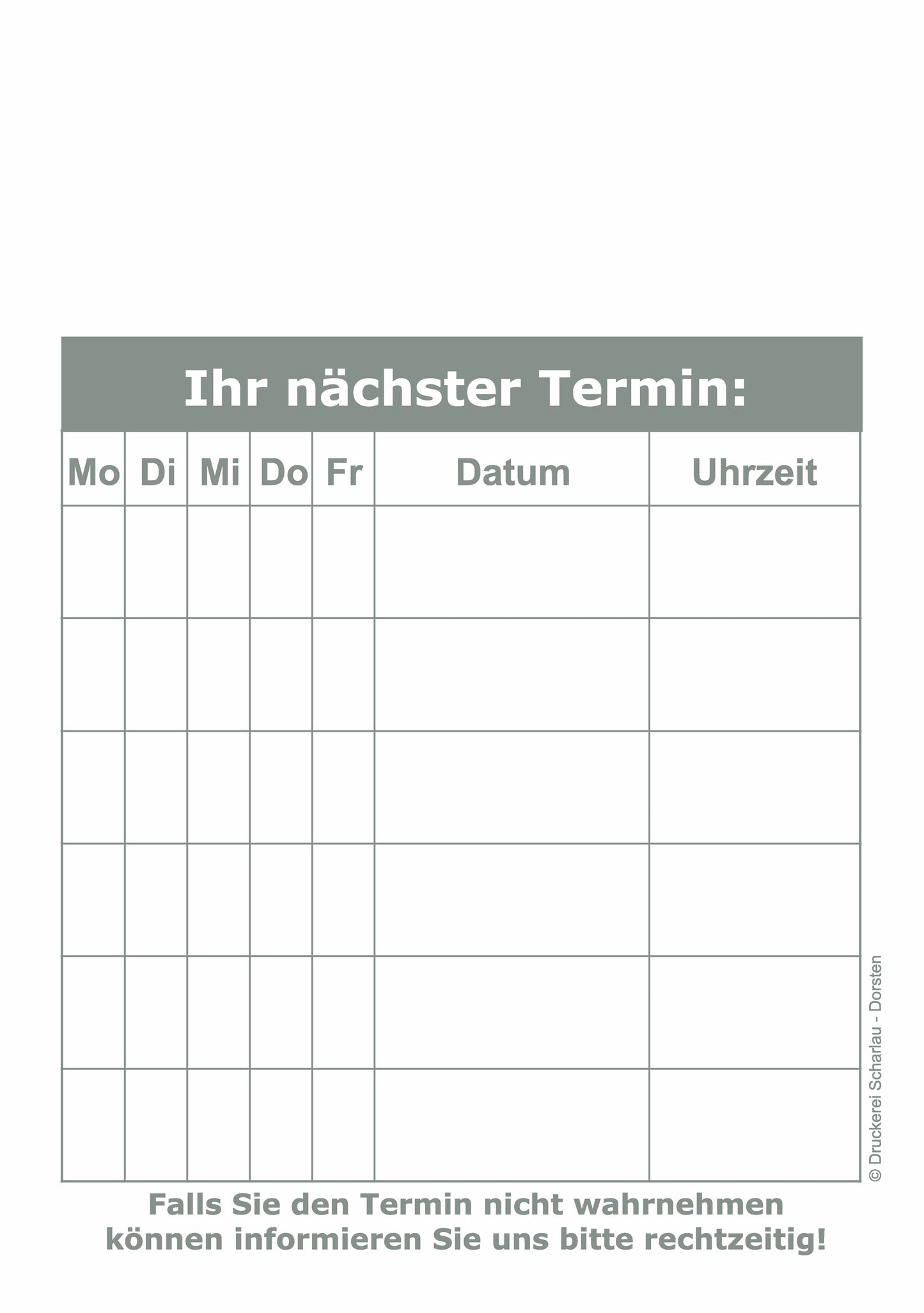 Terminblock Nr. 1 -Terminzettel Termine- Praxis Studio Ärzte Frisör, Maniküre (22641)