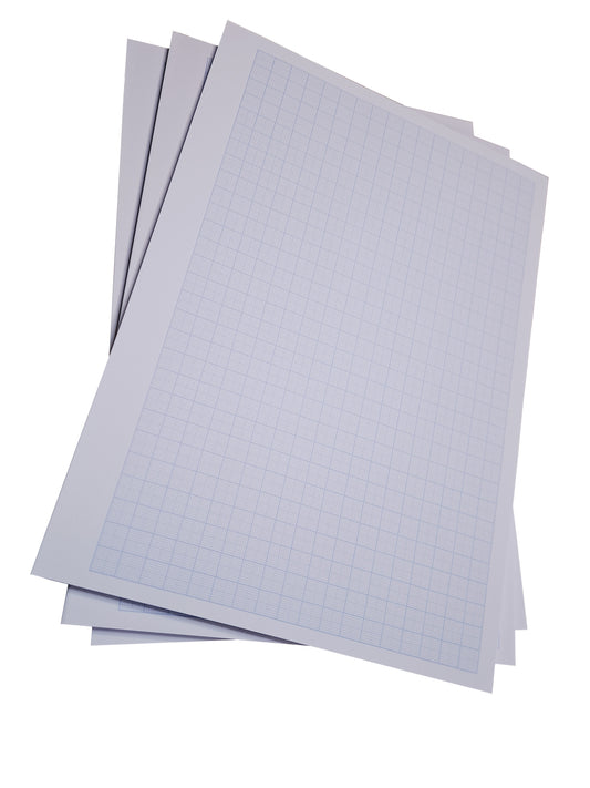 Millimeterpapier, Millimeterpapierblock, Aufmassblock, DIN A4, 80 g/m2, 50 Blatt, 1 mm Raster, blau, mit Anschriftenfeld