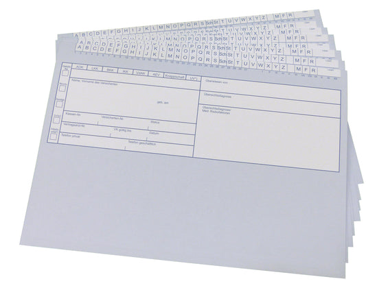 Stück Patientenkarteikarten in Blau - geschlossen DIN A5 für Krankengymnastik/Physiotherapie/Ärzte (22698)