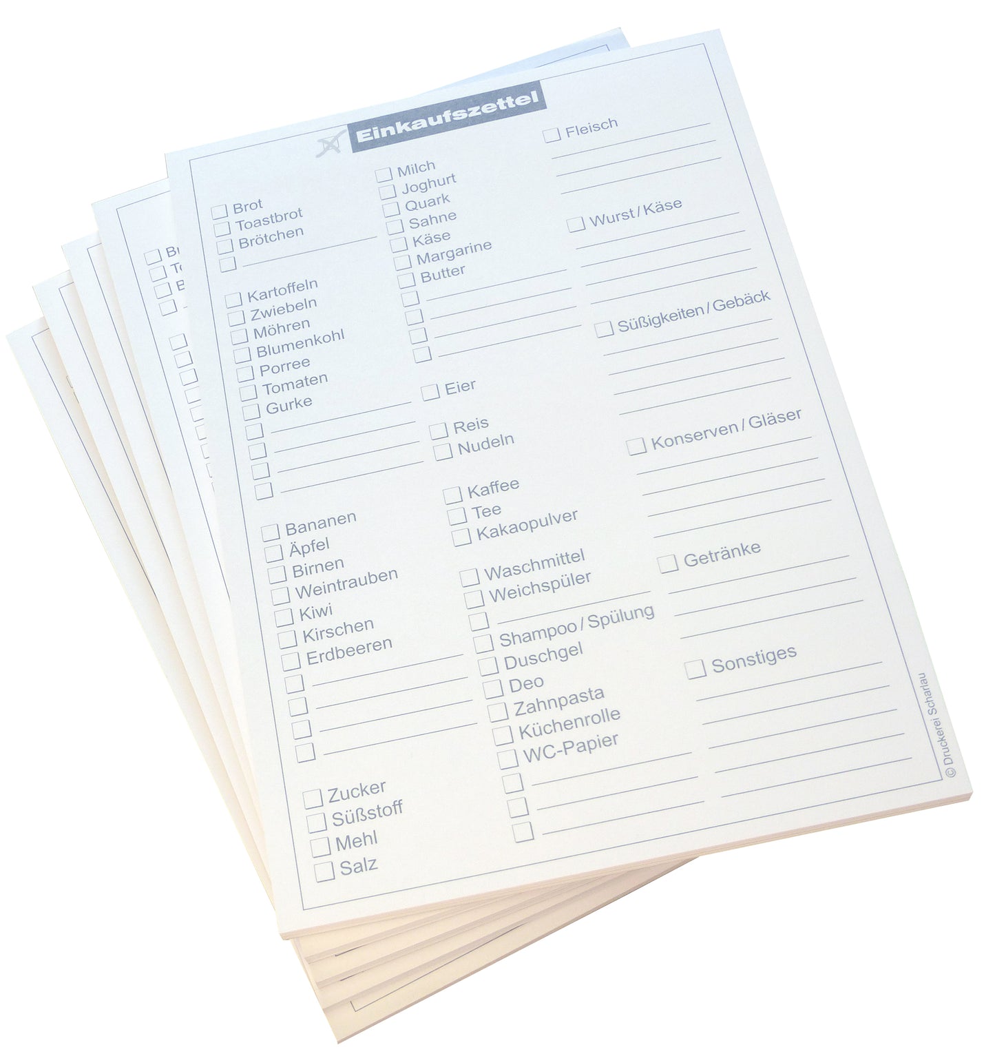 Einkaufszettelblock Einkaufsliste in Grau - Einkaufszettel - 50 Blatt, DIN A5-50 Blatt (22213)