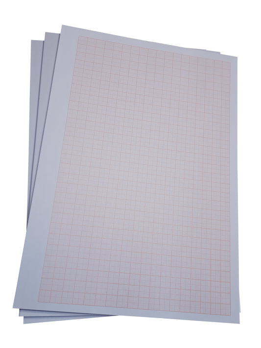 Millimeterpapier, Millimeterpapierblock, Aufmassblock, DIN A4, 80 g/m2, 50 Blatt, 1 mm Raster, orange, mit Anschriftenfeld