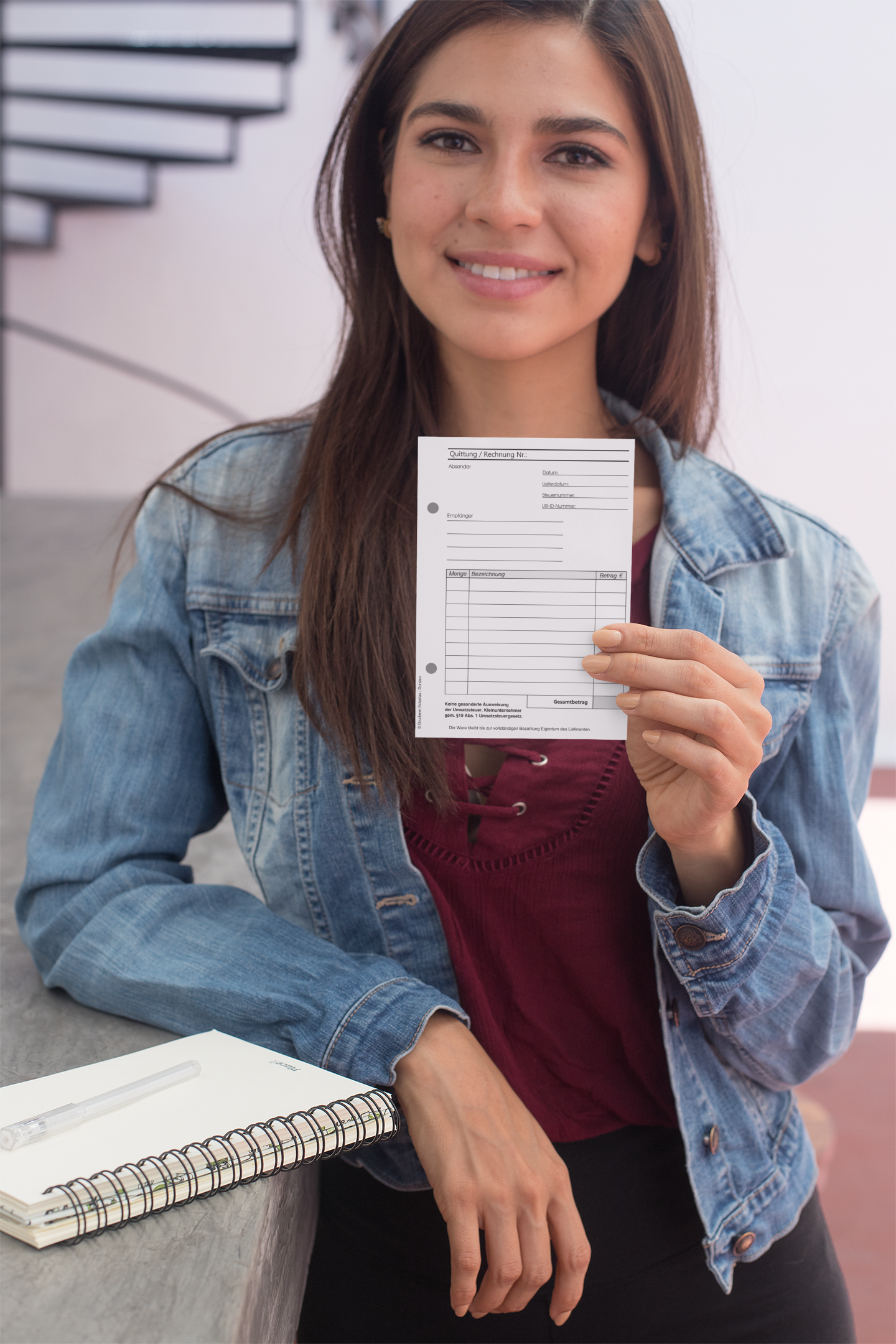 RECHNUNGSBLOCK Kleinunternehmer RECHNUNG A6,SD, 2x50 BLATT gelocht (22419)