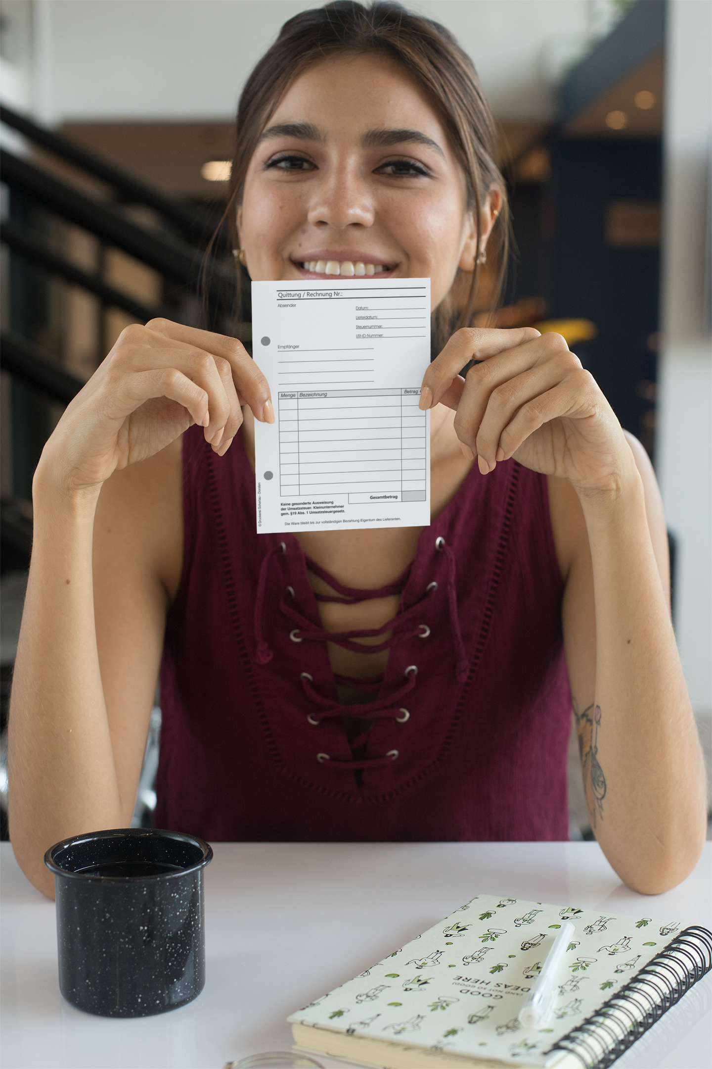 RECHNUNGSBLOCK Kleinunternehmer RECHNUNG A6,SD, 2x50 BLATT gelocht (22419)