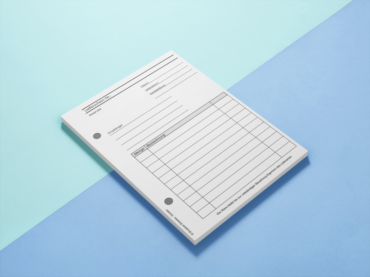 Lieferscheinblock - 100 Blatt DIN A6 Hochformat - gelocht - (22422)