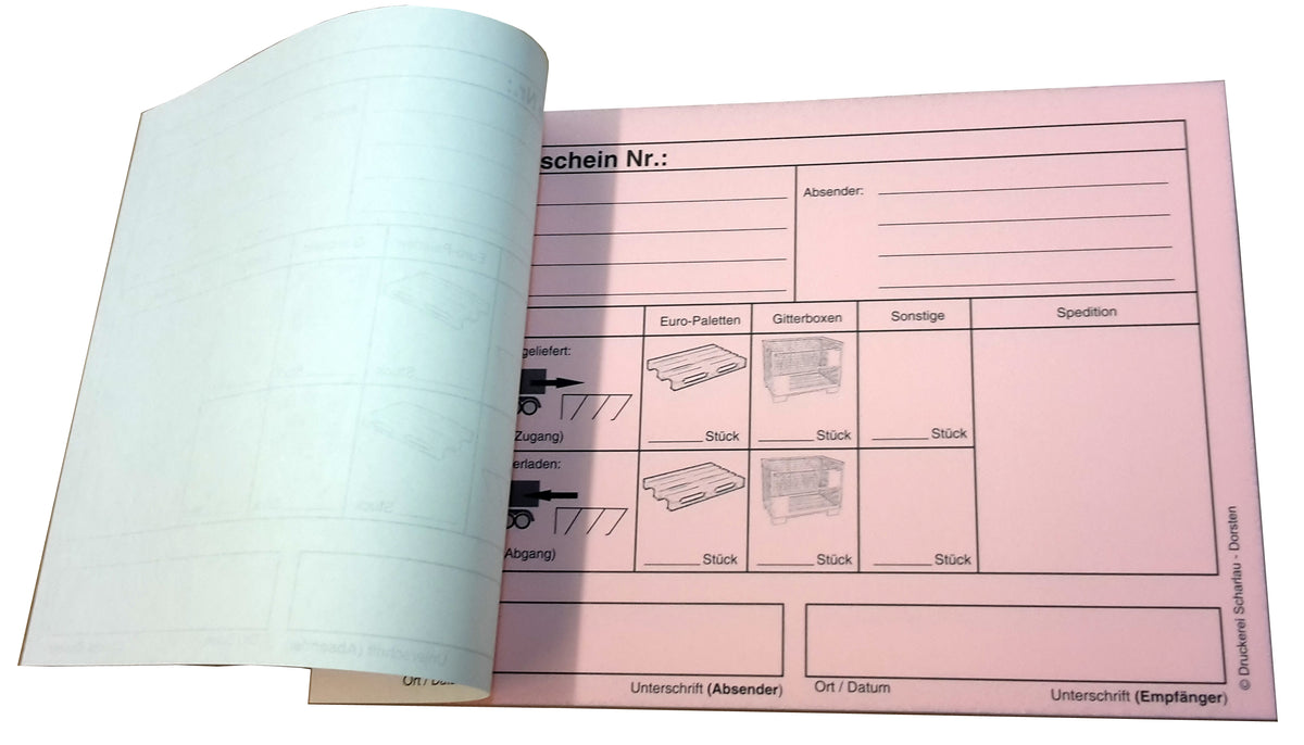 Palettenschein Block – Lademittelnachweis A5 2-fach, 2 X 50 Blatt (23076)